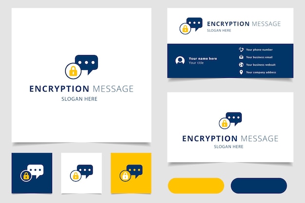 Encryptie bericht logo ontwerp met bewerkbare slogan branding