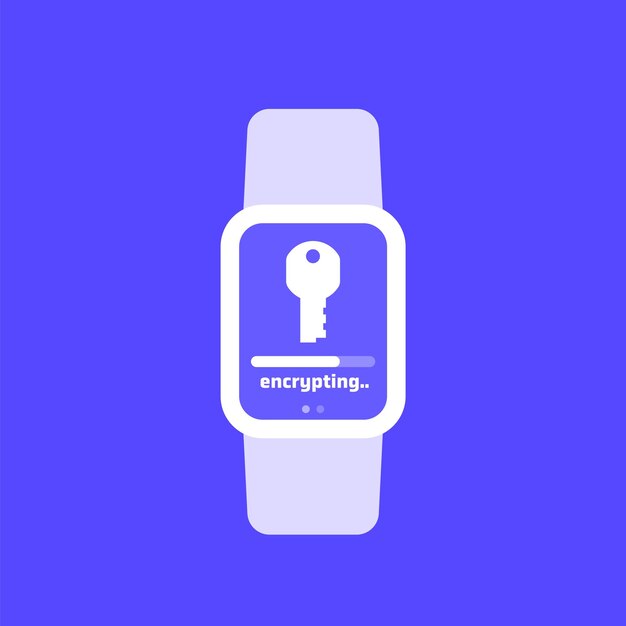 Encryptie van persoonlijke gegevens in smartwatch, vector