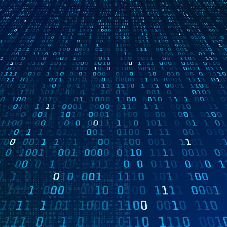 Vector encryption information. binary code on blue background. big data algorithm abstract concept.  illustration
