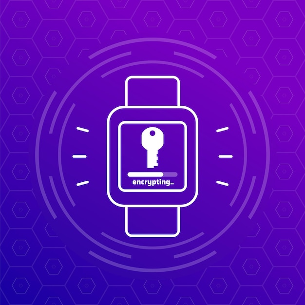 Vector encryption of personal data in smart watch vector icon