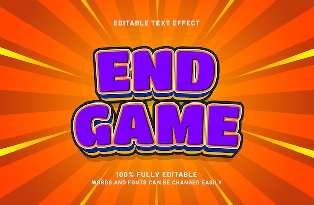 Vector end game 3d editable text effect