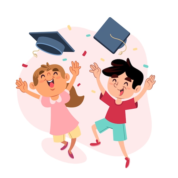 Vector end of school hand drawn flat illustration