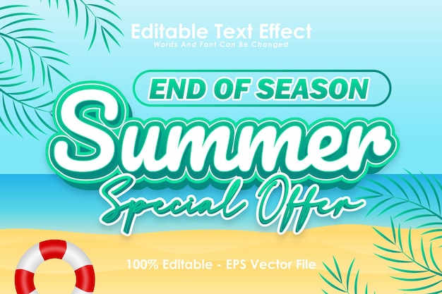 End Of Season Editable Text Effect 3 Dimension Emboss Cartoon Style