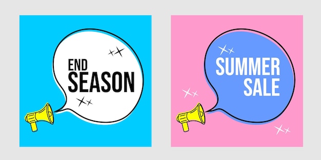 end season and summer sale banners in one design set