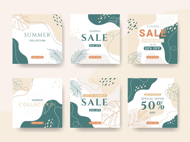 End of season summer sale instagram post collection