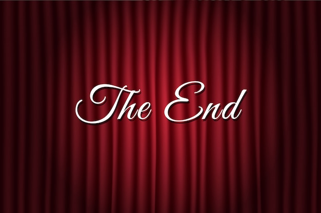 The end text over red backdrop