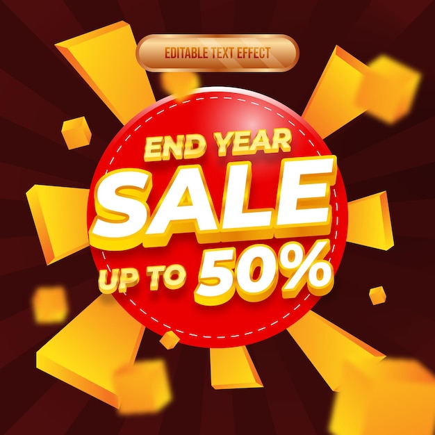 End year sale 3d text style effect. editable illustrator text style.