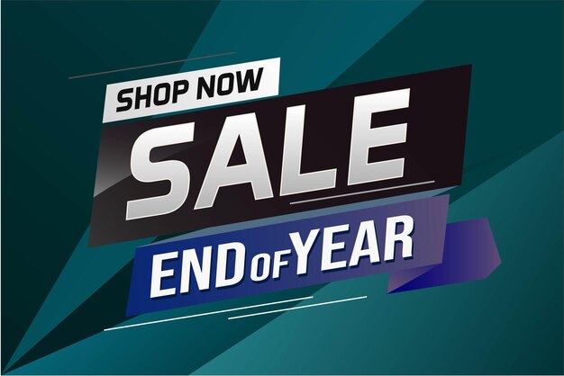 End of year Sale word concept vector illustration with lines and 3d style landing page