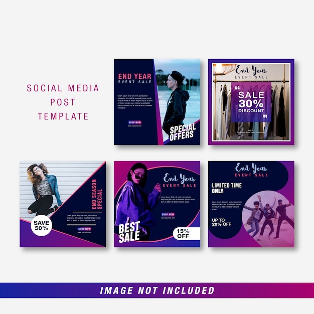 Vector end of year social media template