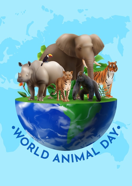 endangered animals poster in realistic style