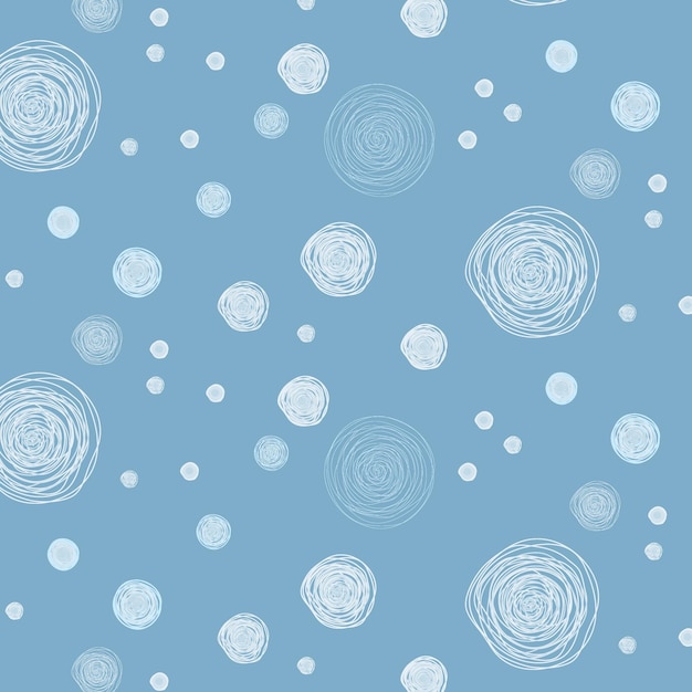 Vector endless blue pattern of doodle bubbles in water