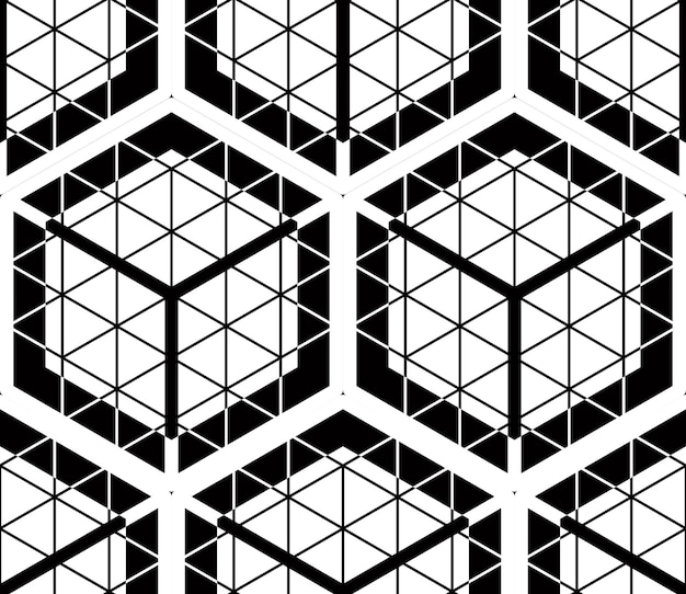 Endless monochrome symmetric pattern, graphic design. geometric intertwine optical composition.