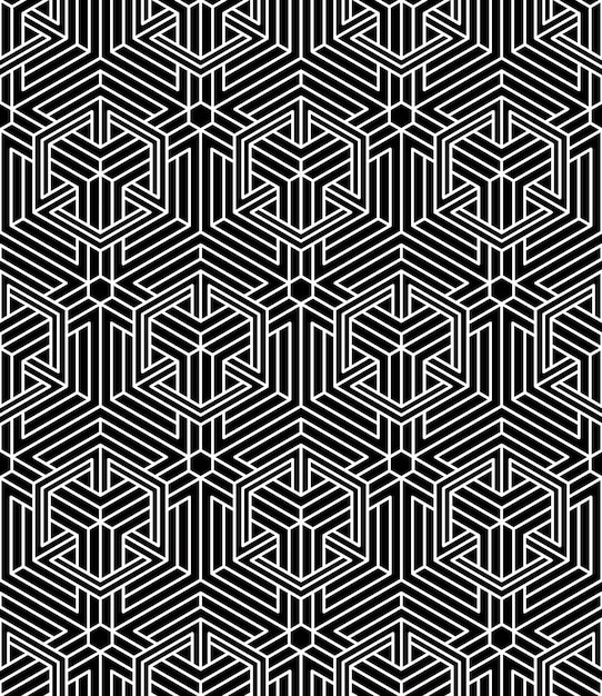 Vector endless monochrome symmetric pattern, graphic design. geometric intertwine optical composition.