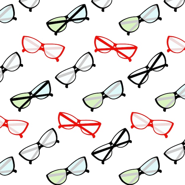 Vector endless pattern of elegant stylized glasses with clear and multi colored lenses and frames vector