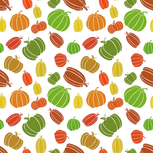 endless pattern with pumpkins on white background
