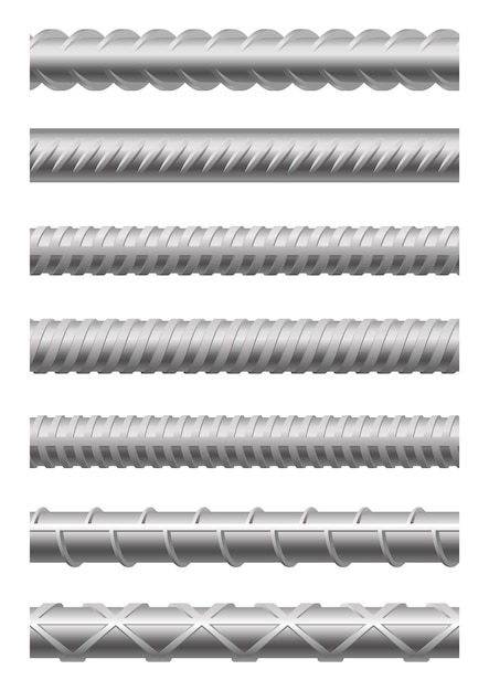 Бесконечные арматурные металлические профили, изолированный набор стержней и арматуры