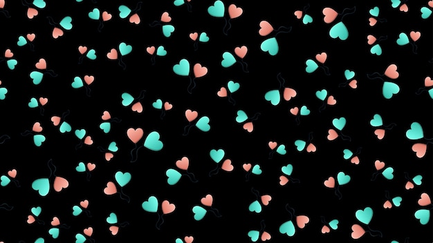 Endless seamless pattern of beautiful festive love joyful tender heartshaped balloons