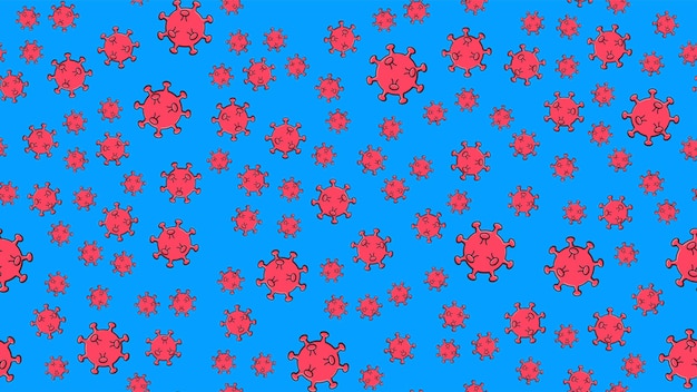 Vector endless seamless pattern of red dangerous infectious deadly respiratory coronaviruses