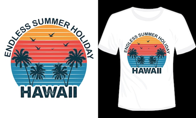 Vector endless summer holiday hawaii t-shirt design vector illustration