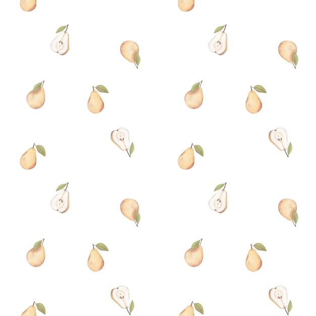 Vector endless watercolor pattern with pears