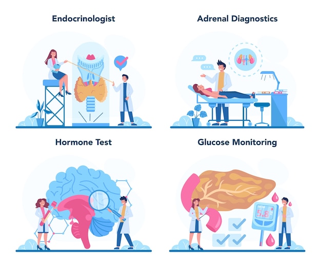 Vector endocrinologist concept set