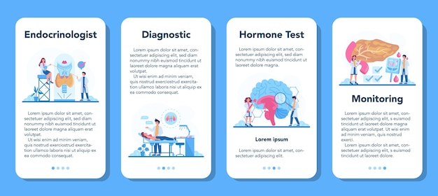 Endocrinoloog banner set voor mobiele applicaties