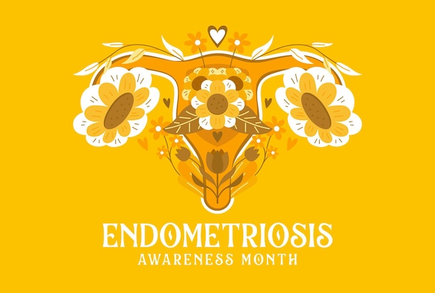 Vector endometriose awareness maand maart symbool conceptontwerp