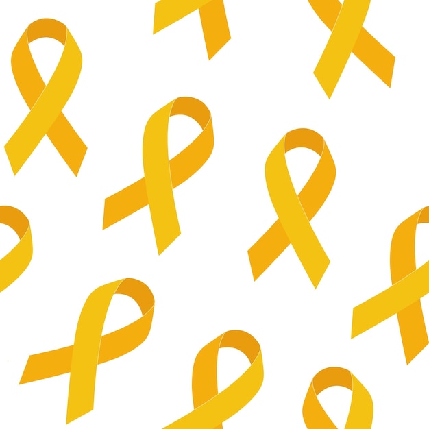 Endometriosis awareness month seamless pattern with yellow ribbons vector flat illustrationx9