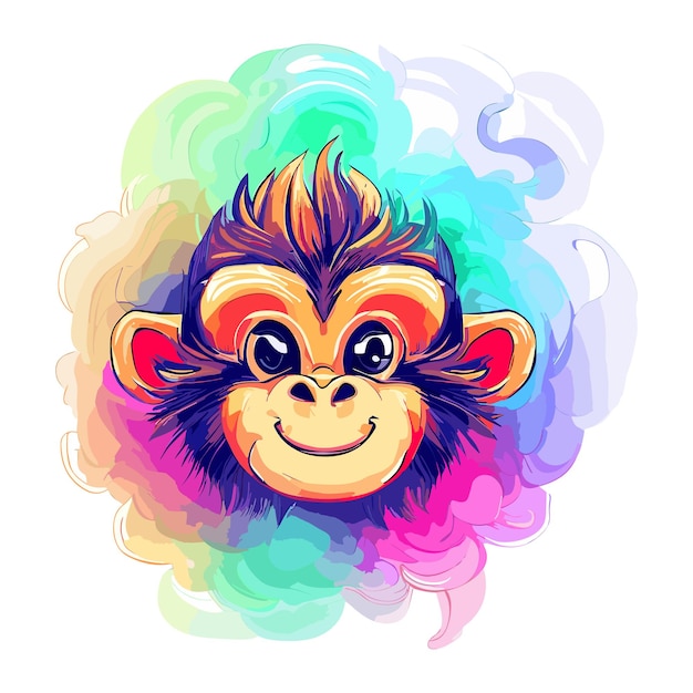 Vector energetic ape's enthusiastic demeanor