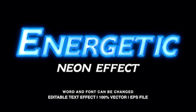 ベクトル 精力的な編集可能なテキスト効果テンプレート青いネオンの光の未来的なテキスト スタイル