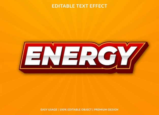 energie-teksteffectsjabloon met abstracte en premium vector