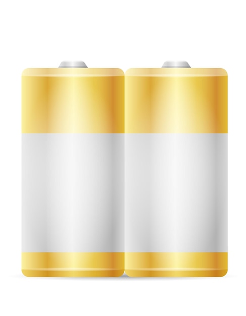 Energie van de batterij in zilveren gouden kleur vector illustratie geïsoleerd op witte achtergrond