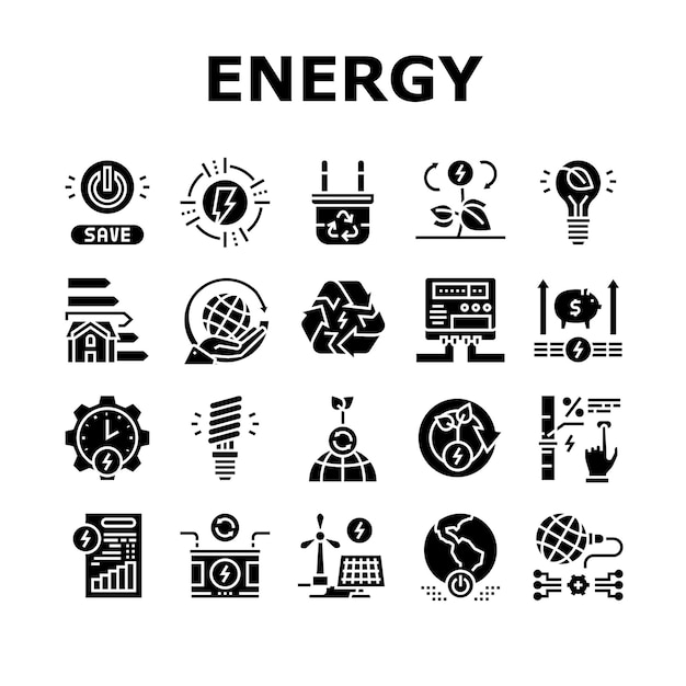 Energiebesparende Tool Collectie Iconen Set Vector
