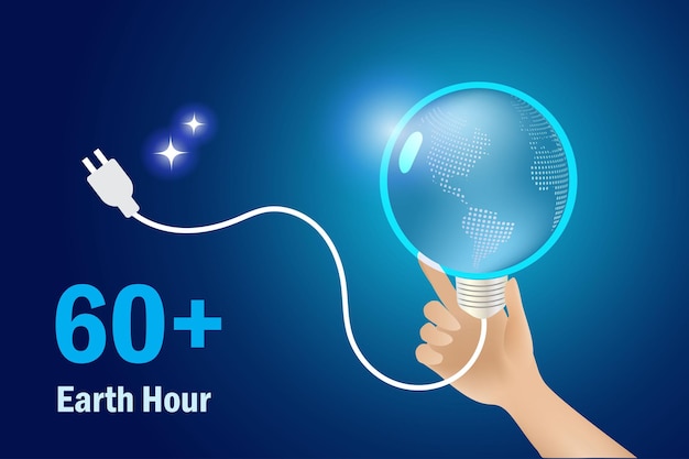 Energiecrisis Earth Hour-concept Ontkoppel de gloeilamp van de wereldbol om energie te besparen Wereldmilieudag