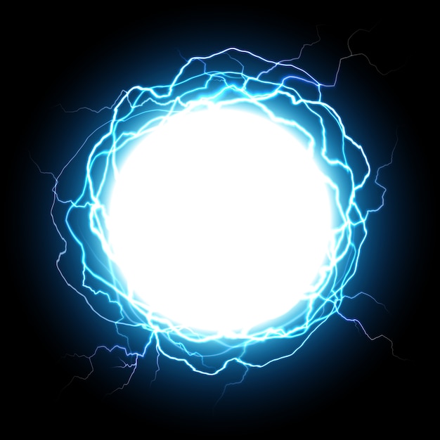 Energiegebied. Elektrische plasmabal, explosie bliksemschichten en elektrische energie illustratie