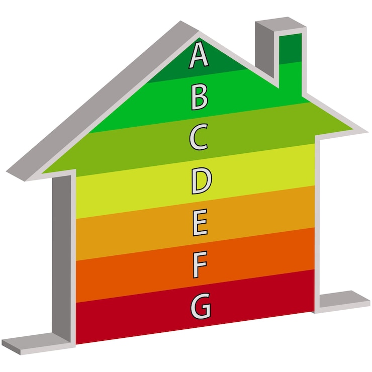 Vector energieprestatieschaal voor gebouwen. energie-efficiëntie. vector