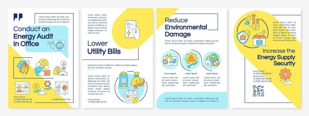 벡터 사무실 파란색과 노란색 브로슈어 서식 파일의 에너지 감사