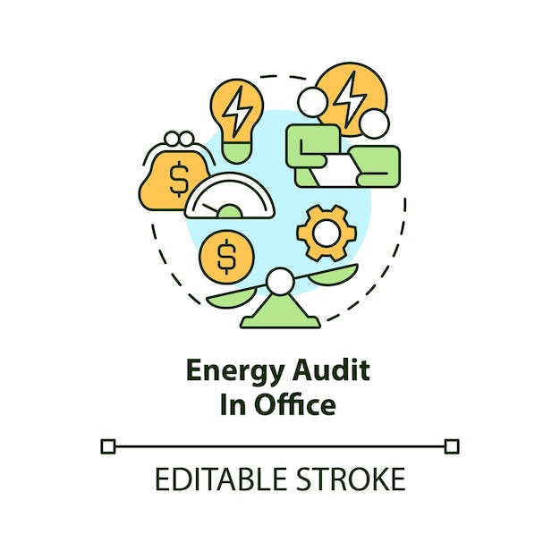 Energy audit in office concept icon