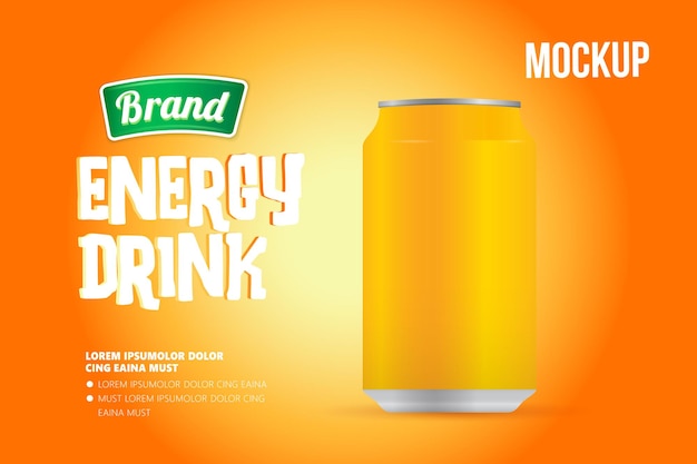 Energy drink metal can mockup