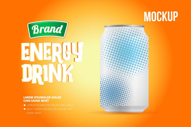 Energy drink metal can mockup