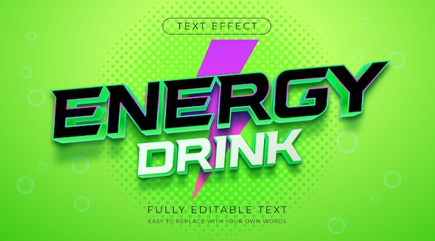 Vector energy drink text effect editable font style