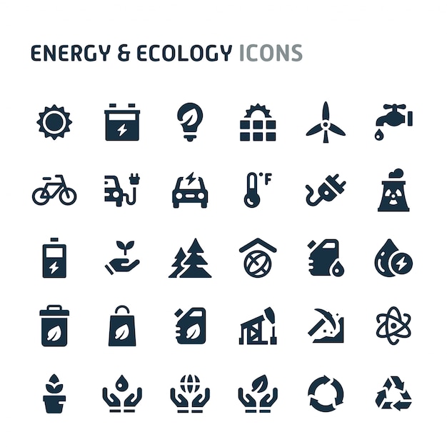 Energy & Ecology Icon Set. Fillio Black Icon Series.