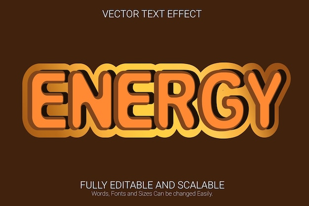 energy editable text effect, orange color text style