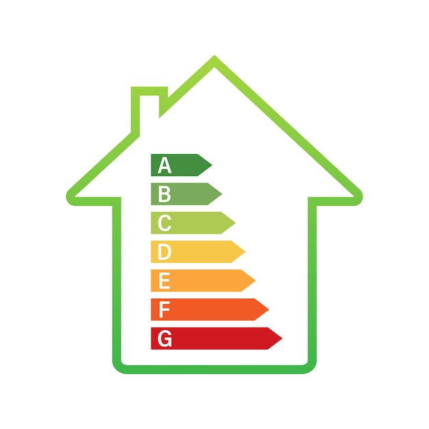 Vettore grafico dell'efficienza energetica e concetto di casa. icona casa vettore. energia solare. casa verde. illustrazione di riserva di vettore