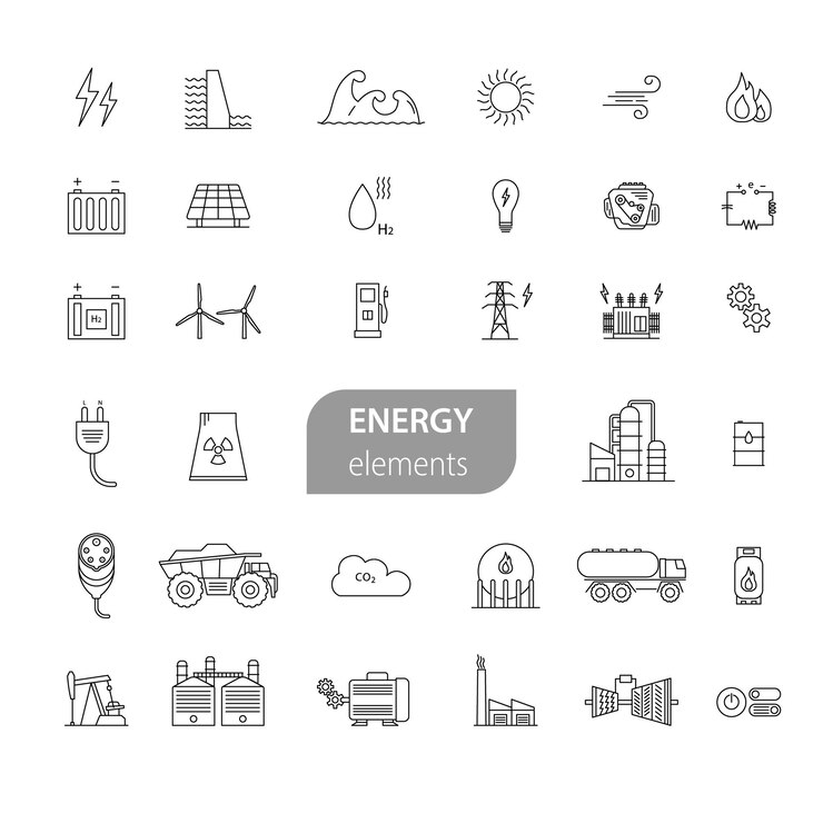 Икона элемента энергии с простой линейной графикой