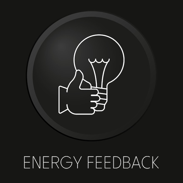 Energy feedback vector line icon on 3D button isolated on black background Premium Vector