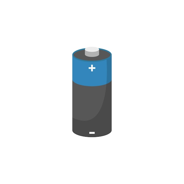 Energy flat isometric flat battery on a white background