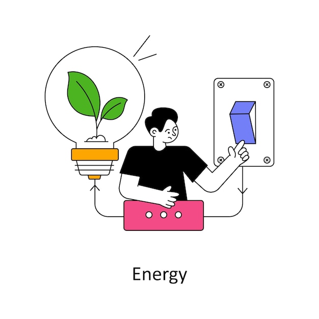 에너지 평면 스타일 디자인 벡터 일러스트 재고 일러스트