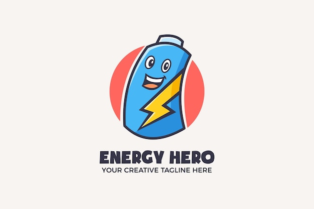 Energy Hero Superpower Mascot Character Logo Template