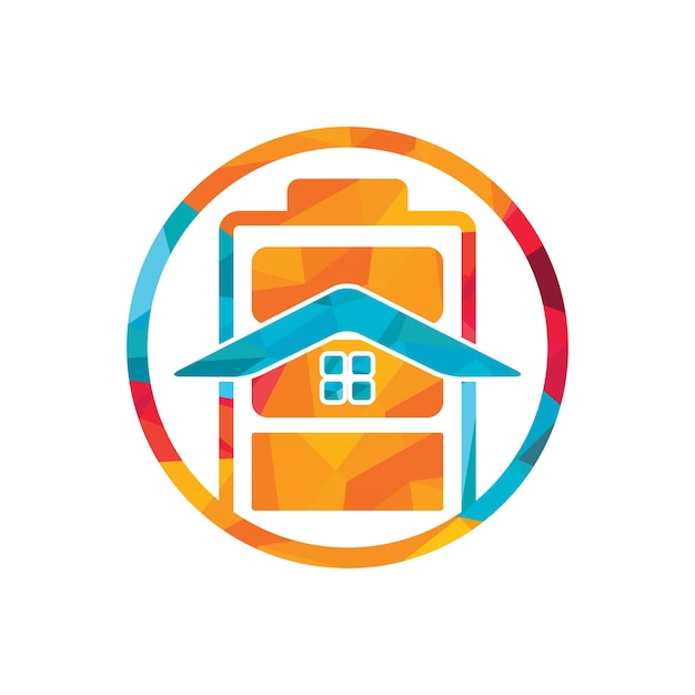 Energy house and battery house vector logo design